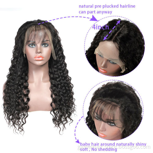 New Brazilian Deep Wave Human Hair Wigs 4x4 Lace Closure Wig 13x4 360 Water Curly Lace Frontal Hair Wigs For Women